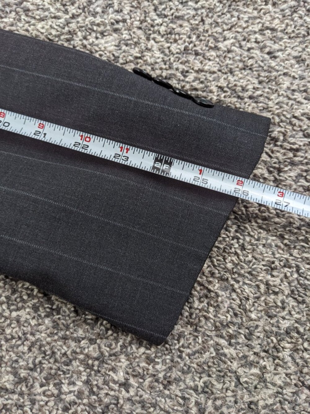 Vintage Perry Ellis 48L Suit Wool Double Breasted Chalk Striped 40x34 USA Made - Picture 10 of 15